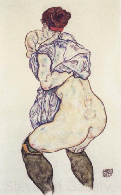 Egon Schiele woman undressing Norge oil painting art